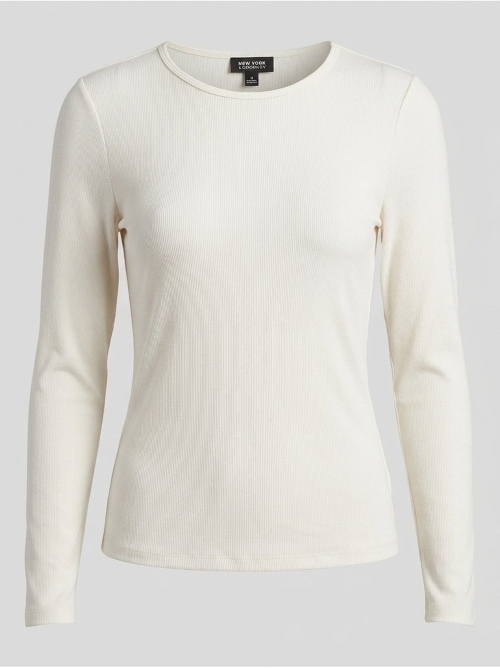 New York & Company Cream Long Sleeve Top Women’s Medium Stretch Tee